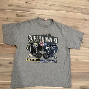 Grey and red Super Bowl XL tee